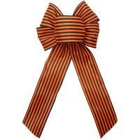 Halloween Bows - Wired Cabana Stripes Orange & Black Bow (2.5"ribbon~6"Wx10"L)