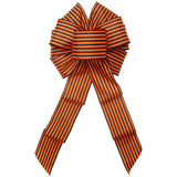 Halloween Bows - Wired Cabana Stripes Orange & Black Bow (2.5"ribbon~8"Wx16"L)