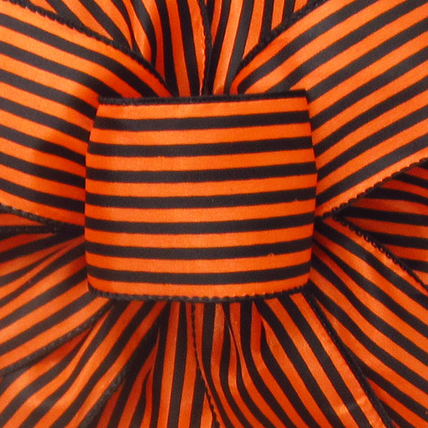 Halloween Ribbon - Wired Halloween Orange & Black Stripes Ribbon (#40-2.5"Wx10Yards)