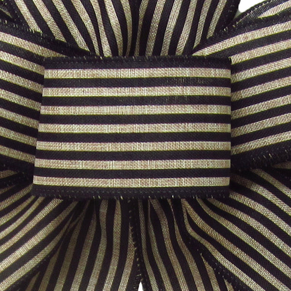 Cabana Stripes Ribbon - Wired Cabana Stripes Black & Natural Ribbon (#40-2.5"Wx10Yards)