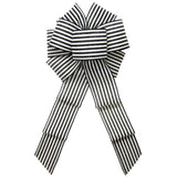 Wreath Bows - Wired Cabana Stripes Black & Ivory Bow (2.5"ribbon~8"Wx16"L)