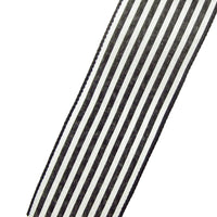 Cabana Ribbon - Wired Cabana Stripes Black & Ivory Ribbon (#40-2.5"Wx10Yards)