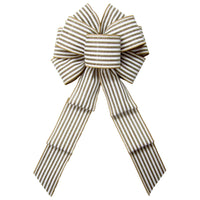 Wired Cabana Stripes White & Natural Bow (2.5"ribbon~8"Wx16"L)