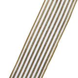 Cabana Ribbon - Wired Cabana Stripes White & Natural Ribbon (#40-2.5"Wx10Yards)