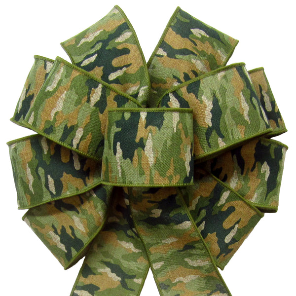 Camouflage Bows - Wired Camouflage Military Bows (2.5"ribbon~10"Wx20"L)
