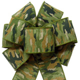 Camouflage Bows - Wired Green Camouflage Bows (2.5"ribbon~8"Wx16"L)