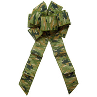 Hunting Bows - Wired Green Camouflage Bows (2.5"ribbon~8"Wx16"L)