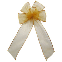 Sheer Bows - Wired Sheer Gold Bows (2.5"ribbon~6"Wx10"L)