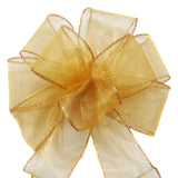 Sheer Bows - Wired Sheer Gold Bows (2.5"ribbon~8"Wx16"L)