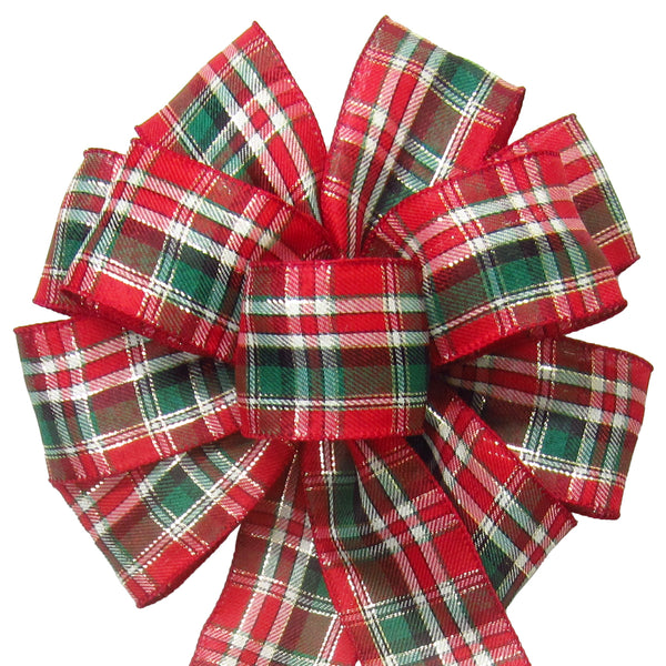 Christmas Bows - Wired Cozy Christmas Plaid Holiday Bow (2.5"ribbon~10"Wx20"L)