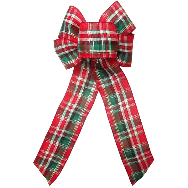 Christmas Plaid Bows - Wired Cozy Christmas Plaid Holiday Bow (2.5"ribbon~6"Wx10"L)
