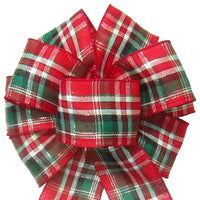 Christmas Bows - Wired Cozy Christmas Plaid Holiday Bow (2.5"ribbon~8"Wx16"L)