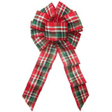 Christmas Wreath Bows - Wired Cozy Christmas Plaid Holiday Bow (2.5"ribbon~8"Wx16"L)