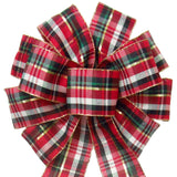 Christmas Bows - Wired Cranberry Plaid Christmas Bow (2.5"ribbon~10"Wx20"L)