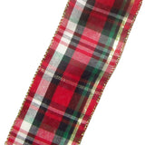 Wired Christmas Ribbon - Wired Cranberry Plaid Holiday Ribbon (#40-2.5"Wx10Yards)