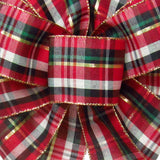 Christmas Ribbon - Wired Cranberry Plaid Holiday Ribbon (#40-2.5"Wx10Yards)