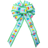 Happy Birthday Bows - Wired Birthday Cupcakes & Cones Bows (2.5"ribbon~10"Wx20"L)