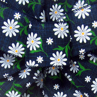 Spring Ribbon - Wired White Daisies on Navy Blue Linen Ribbon (#40-2.5"Wx10Yards)