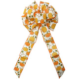 Harvest Bows - Wired Dotted Fall Pumpkins on Ivory Bows (2.5"ribbon~10"Wx20"L)