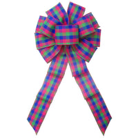 Wired Easter Basket Buffalo Plaid Bow (2.5"ribbon~10"Wx20"L) - Alpine Holiday Bows