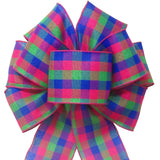 Wired Easter Basket Buffalo Plaid Bow (2.5"ribbon~8"Wx16"L) - Alpine Holiday Bows