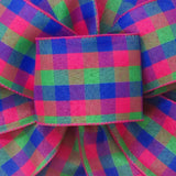 Wired Spring Ribbon - Wired Bright & Bold Buffalo Plaid Ribbon (#40-2.5"Wx10Yards)