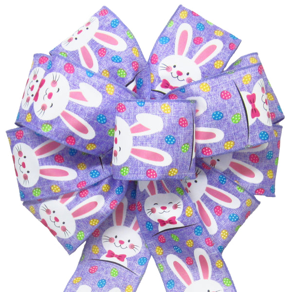 Spring Bows - Easter Bows - Wired Easter Bunnies & Eggs Lavender