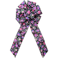 Retro Floral Bows - Wired Electric Flowers Retro Blooms Bow (2.5"ribbon~8"Wx16"L)
