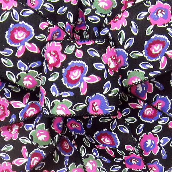 Spring Floral Ribbon - Wired Electric Flowers Retro Blooms Ribbon (#40-2.5"Wx10Yards)