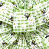 Wired Spring Ribbon - Wired Lime Green & White Gingham Bees & Daisies Ribbon (#40-2.5"Wx10Yards)