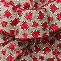Valentines Day Ribbon - Wired Glitter Hearts Natural Valentine Ribbon (#40-2.5"Wx10Yards)