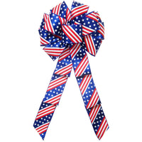 Patriotic Bows - Wired Glittering Stars & Stripes Bows (2.5"ribbon~10"Wx20"L)