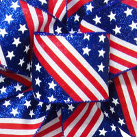 Wired Patriotic Ribbon - Wired Glittering Stars & Stripes Ribbon (#40-2.5"Wx10Yards)