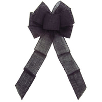 Wired Burlap Bows - Wired Gunnysack Black Burlap Bow (2.5"ribbon~8"Wx16"L)