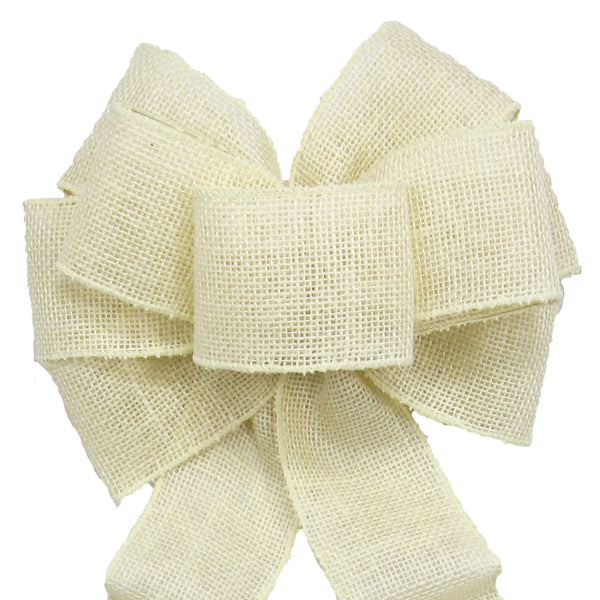 Burlap Bows - Rustic Bows - Wired Gunnysack Ivory Burlap Bow 8