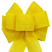 Wired Burlap Bows - Wired Gunnysack Yellow Burlap Bow (2.5"ribbon~8"Wx16"L)