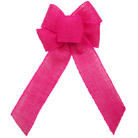 Burlap Wreath Bows - Wired Gunnysack Pink Burlap Bow (2.5"ribbon~6"Wx10"L)
