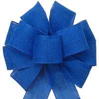Burlap Bows - Wired Gunnysack Royal Blue Burlap Bow (2.5"ribbon~10"Wx20"L)