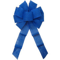 Burlap Wreath Bows - Wired Gunnysack Royal Blue Burlap Bow (2.5"ribbon~10"Wx20"L)
