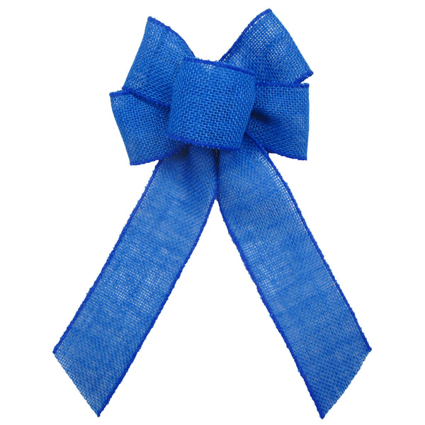 Burlap Wreath Bows - Wired Gunnysack Royal Blue Burlap Bow (2.5"ribbon~6"Wx10"L)