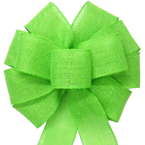 Burlap Bows - Wired Gunnysack Lime Green Burlap Bow (2.5"ribbon~10"Wx20"L)