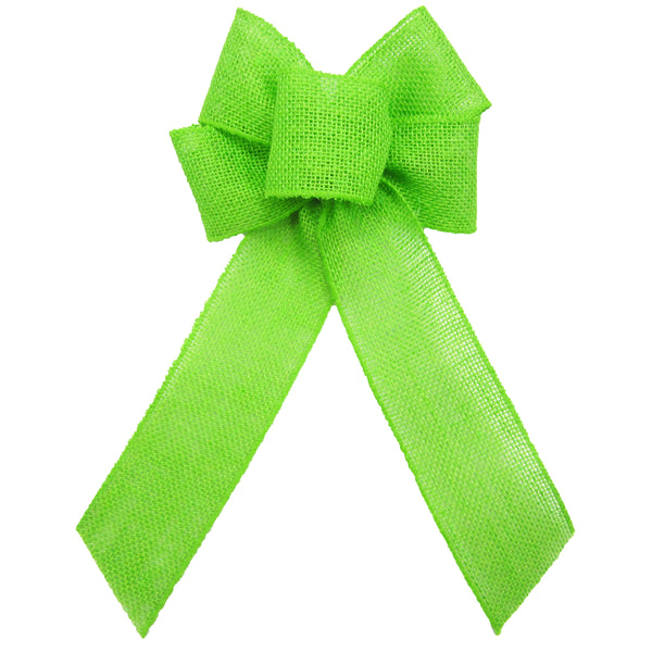 Burlap Wreath Bows - Wired Gunnysack Lime Green Burlap Bow (2.5"ribbon~6"Wx10"L)