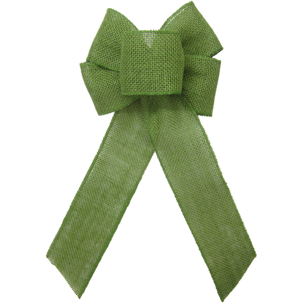 Burlap Wreath Bows - Wired Gunnysack Moss Green Burlap Bow (2.5"ribbon~6"Wx10"L)