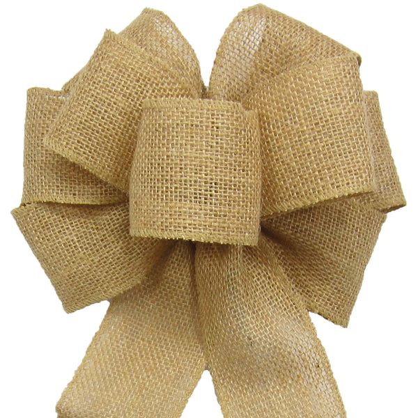 Burlap Bows - Rustic Bows - Wired Gunnysack Ivory Burlap Bow 6