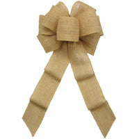 Burlap Wreath Bows - Wired Gunnysack Natural Burlap Bow (2.5"ribbon~8"Wx16"L)