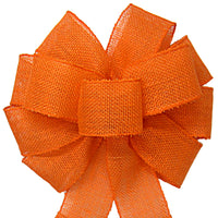 Burlap Bows - Wired Gunnysack Orange Burlap Bow (2.5"ribbon~10"Wx20"L)