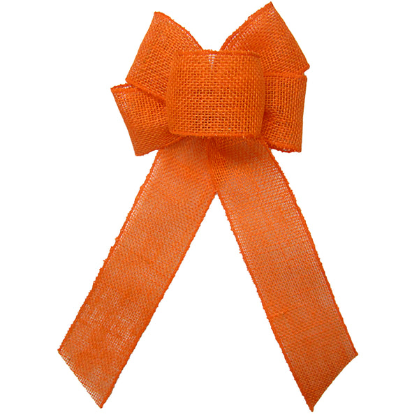 Burlap Wreath Bows - Wired Gunnysack Orange Burlap Bow (2.5"ribbon~6"Wx10"L)
