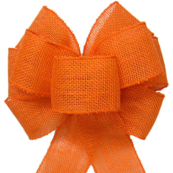 Burlap Bows - Wired Gunnysack Orange Burlap Bow (2.5"ribbon~8"Wx16"L)