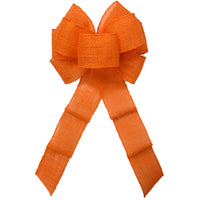 Burlap Wreath Bows - Wired Gunnysack Orange Burlap Bow (2.5"ribbon~8"Wx16"L)