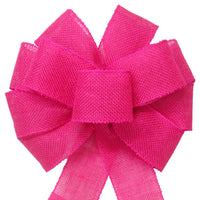 Burlap Bows - Wired Gunnysack Pink Burlap Bow (2.5"ribbon~10"Wx20"L)
